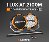 Lightfox Osram 9" LED Driving Lights + 28" Single Row LED Light Bar w/ Wiring Kit